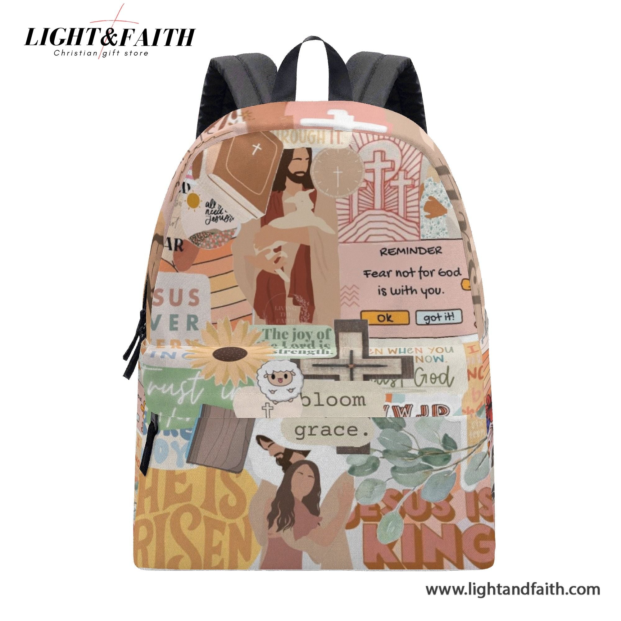 Christian Jesus Backpack, Inspirational Bible Verse Faith Book Bag, Religious Scripture School Bag, Jesus Is King Gift for Girls & Teens.PLAF57
